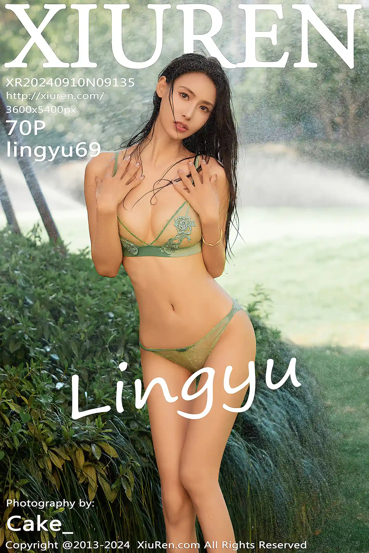 [XiuRen秀人网]No.9135_模特Lingyu69户外戏水场景性感浅绿色内衣秀惹火身段诱惑写真70P-秀人网 - XiuRen.Space